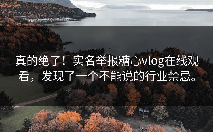 真的绝了！实名举报糖心vlog在线观看，发现了一个不能说的行业禁忌。