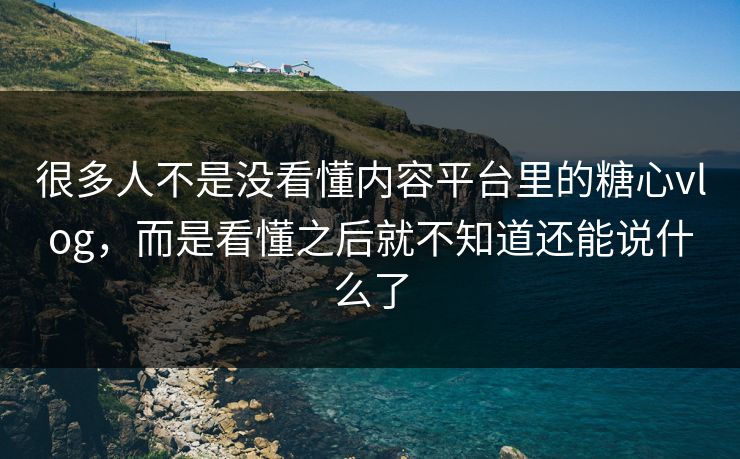 很多人不是没看懂内容平台里的糖心vlog，而是看懂之后就不知道还能说什么了