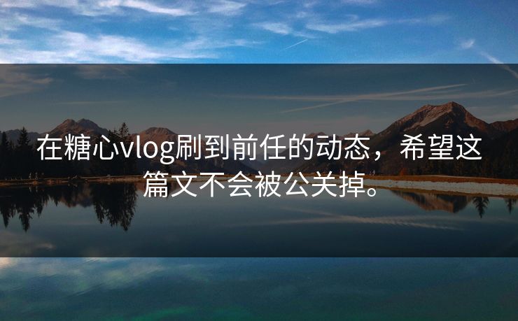 在糖心vlog刷到前任的动态，希望这篇文不会被公关掉。
