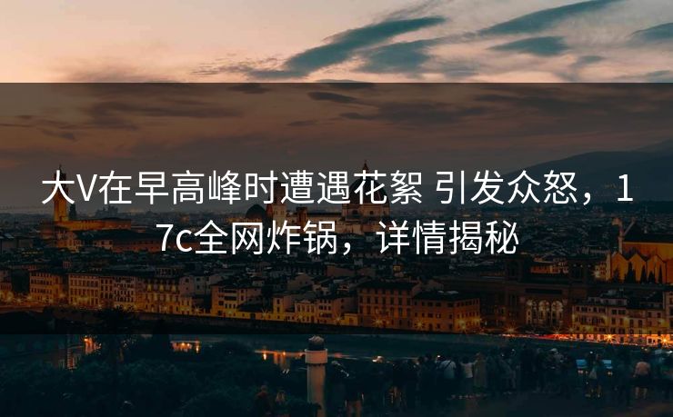 大V在早高峰时遭遇花絮 引发众怒，17c全网炸锅，详情揭秘