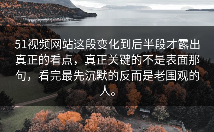 51视频网站这段变化到后半段才露出真正的看点，真正关键的不是表面那句，看完最先沉默的反而是老围观的人。