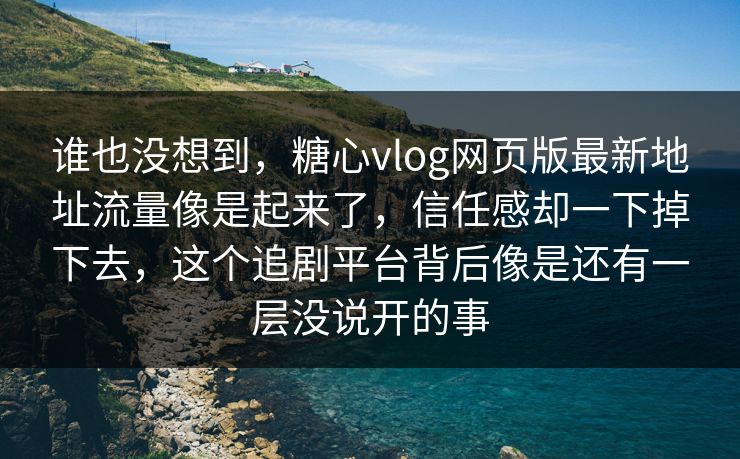 谁也没想到，糖心vlog网页版最新地址流量像是起来了，信任感却一下掉下去，这个追剧平台背后像是还有一层没说开的事